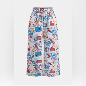 Patterned Printed Wide-Leg Pants plus size micas